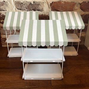 New! Three Target tiered miniature shelves with green white stripes.